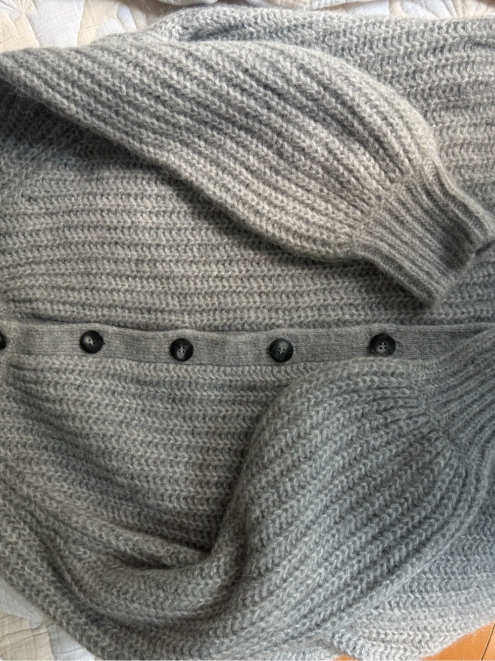 Sézane Emile Cardigan Mottled Grey Alpaca Wool Balloon Sleeve M - Picture 3 of 4